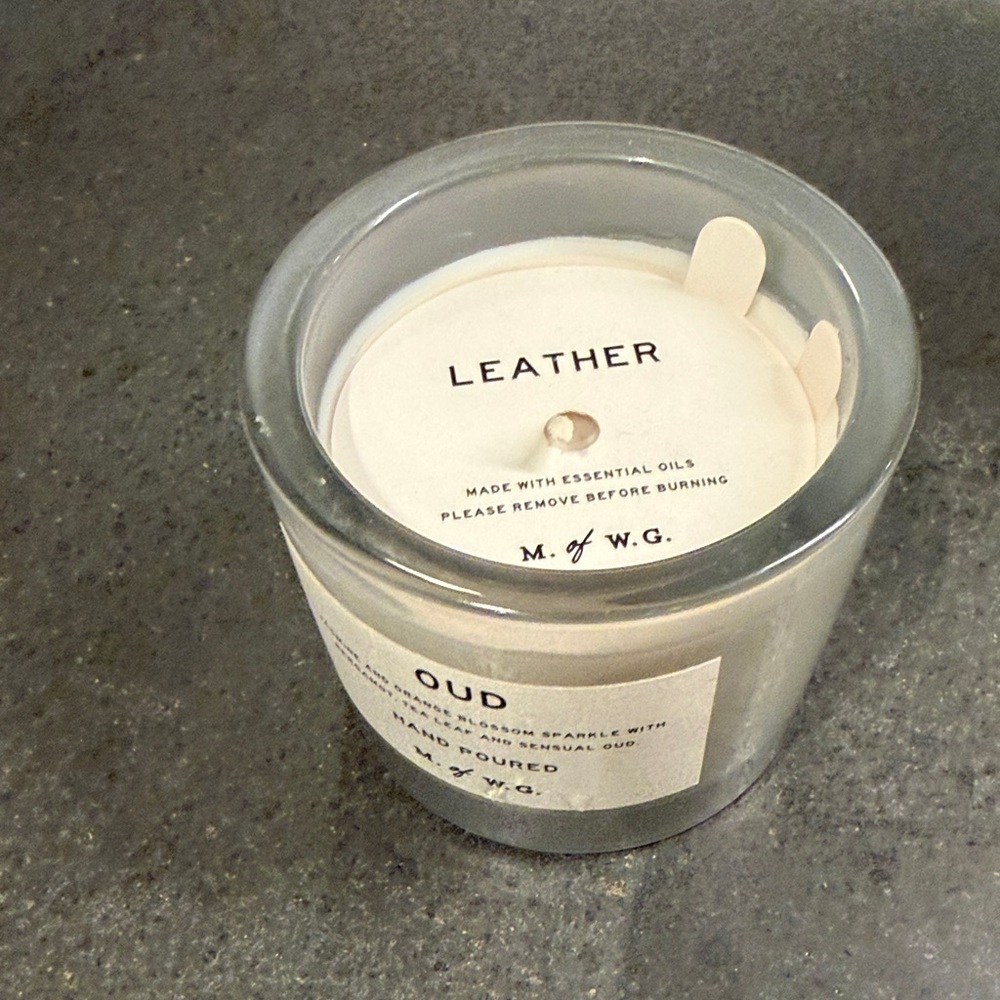 Leather Scented Candle - White